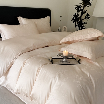 莱豫家纺 2025新款天丝棉提花四件套 雪莉粉玉