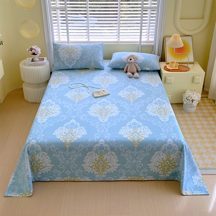 91家纺网 家纺一手货源 找家纺 （总）春皖家纺 2025新款A类全棉简约老粗纱布四件套风格一-普通款单床单