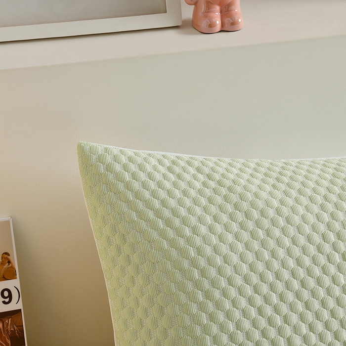 91家纺网 家纺一手货源 找家纺 艾兜坊 2025新款凉豆豆双人枕套 极简-浅绿