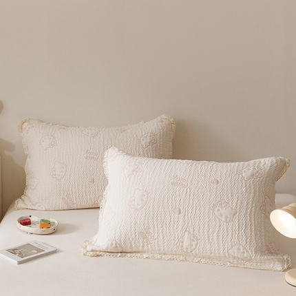 麻依 2025新款韩国纱布色织提花枕套柔软顺滑 奶盖KT