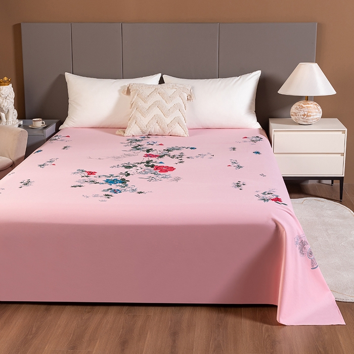 91家纺网 家纺一手货源 找家纺 居美良品 2025新款国民老上海100%全棉床单 牡丹绽放-玉色