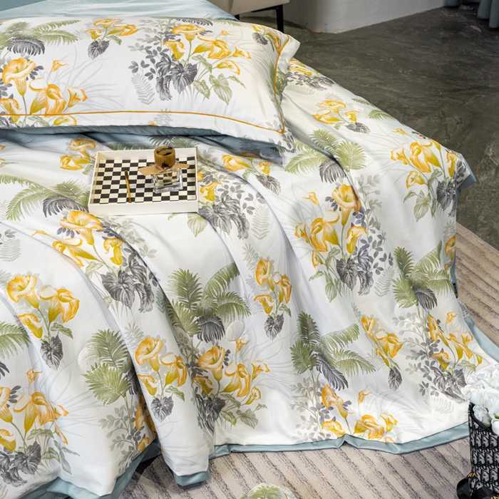 91家纺网 家纺一手货源 找家纺 归属2025新款水洗真丝夏被四件套空调被夏凉被 北加尔绿