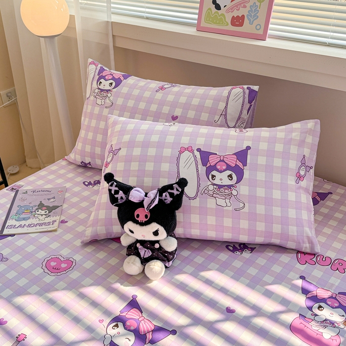 91家纺网 家纺一手货源 找家纺 呗旺鹿 2025新款正版三丽鸥全棉13372单品床笠 格子库落米