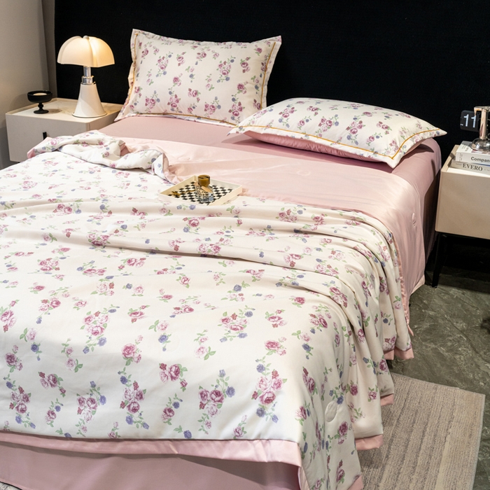 91家纺网 家纺一手货源 找家纺 归属2025新款水洗真丝夏被四件套空调被夏凉被 花期