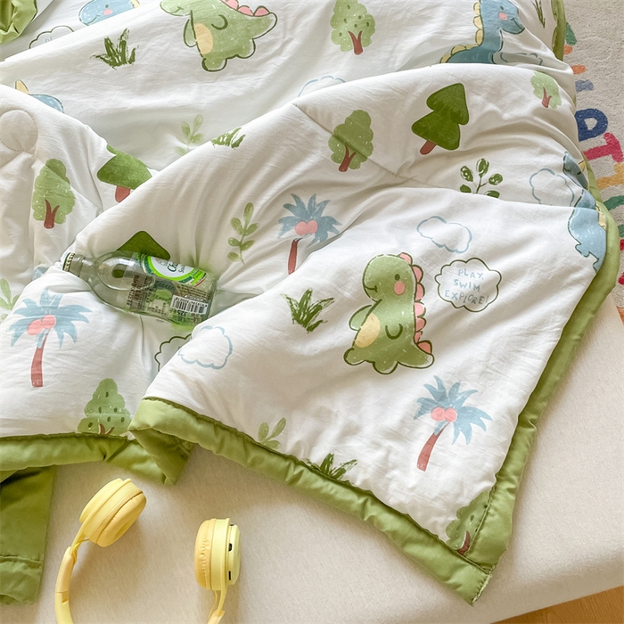 91家纺网 家纺一手货源 找家纺 美澳家纺 2025新款水洗棉印花夏被夏凉被空调被 小恐龙