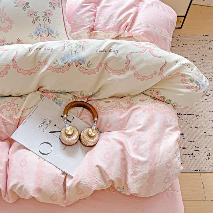 91家纺网 家纺一手货源 找家纺 暖芯优选 2025新款全棉纯棉一字绣四件套系列 半夏清风