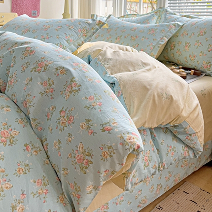 91家纺网 家纺一手货源 找家纺 暖芯优选 2025新款全棉纯棉一字绣四件套系列 素雅花香