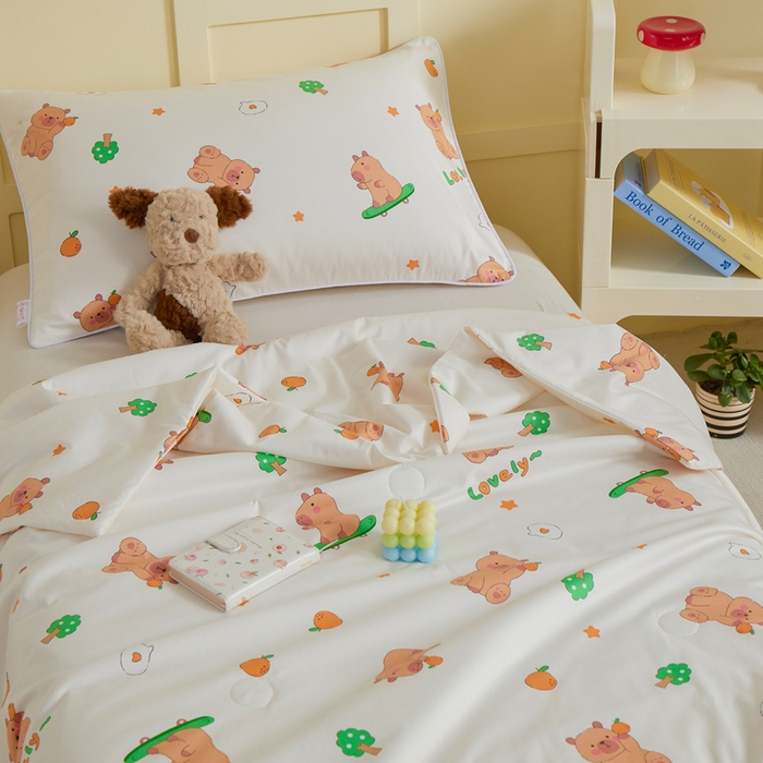 91家纺网 家纺一手货源 找家纺 ds生活馆 2025新款儿童学生纯棉精梳棉系列单夏被 滑板巴拉