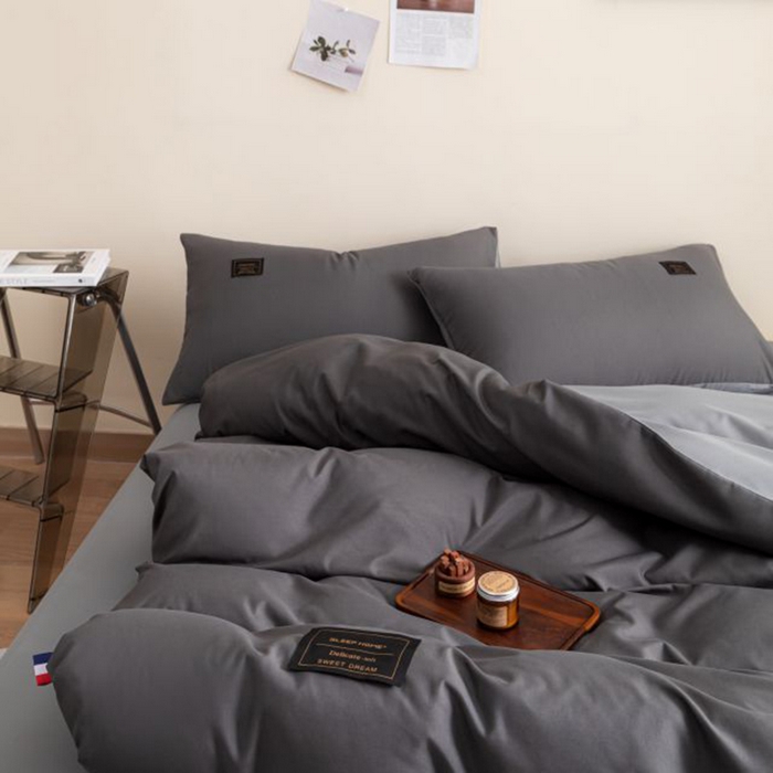 91家纺网 家纺一手货源 找家纺 （总）恋之语 2025新款90克纯色双拼四件套