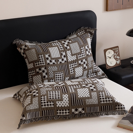 麻依2025新款色织提花流苏枕巾 维也纳