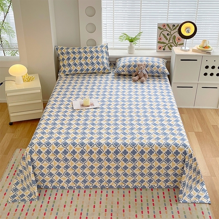 91家纺网 家纺一手货源 找家纺 （总）春皖家纺 2025新款A类全棉简约老粗纱布四件套风格一-普通款单床单