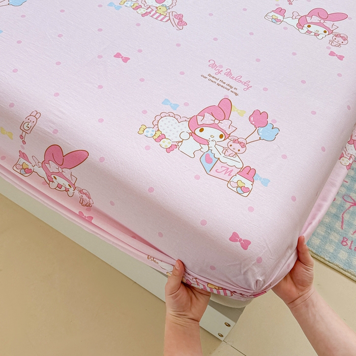 91家纺网 家纺一手货源 找家纺 呗旺鹿 2025新款正版三丽鸥全棉13372单品床笠 童趣美乐蒂