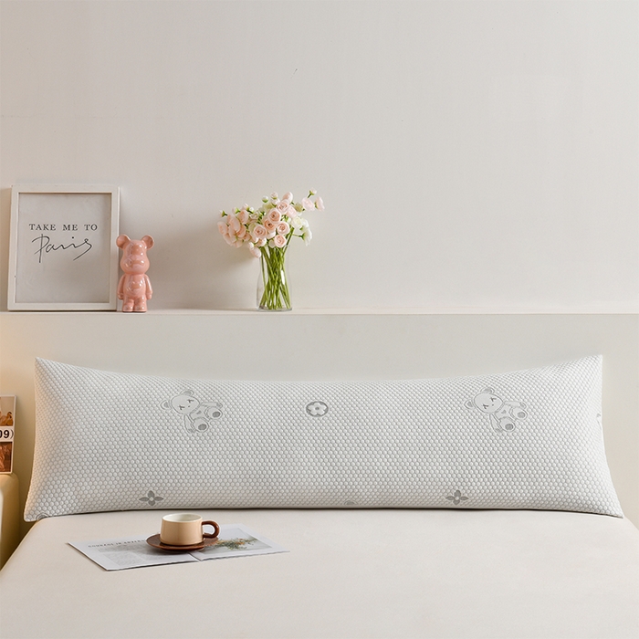 91家纺网 家纺一手货源 找家纺 艾兜坊 2025新款凉豆豆双人枕套 极简小熊-灰