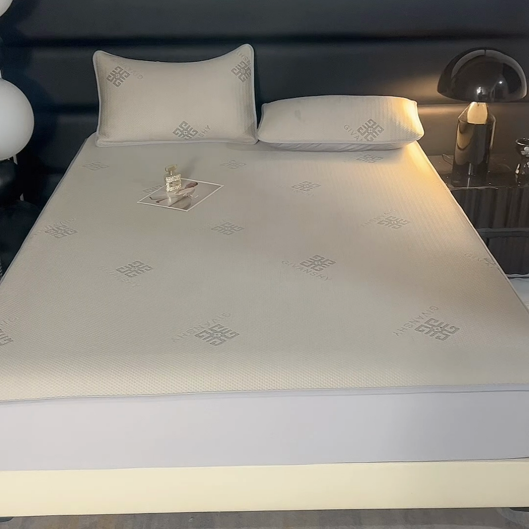 91家纺网 家纺一手货源 找家纺 绒多多 2025新款A类凉感冰豆豆席子凉席床笠款 香槟色