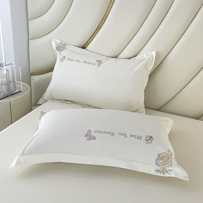 91家纺网 家纺一手货源 找家纺 （总）恋之语 2025新款水洗棉刺绣四件套-玫瑰花