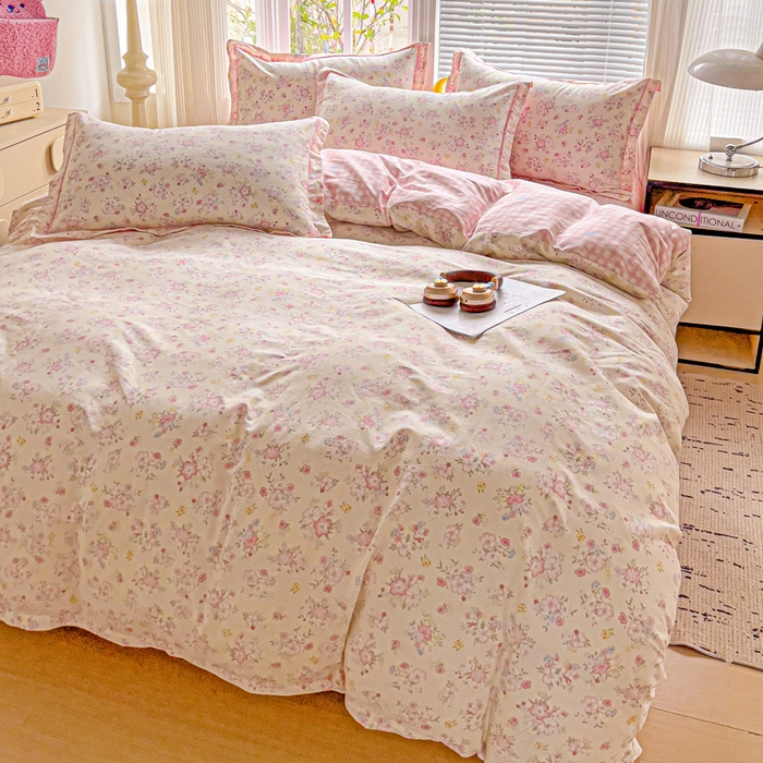 91家纺网 家纺一手货源 找家纺 暖芯优选 2025新款全棉纯棉一字绣四件套系列 春日限定