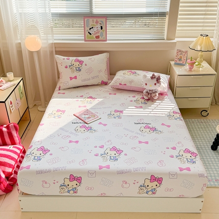 呗旺鹿 2025新款正版三丽鸥全棉13372单品床笠 凯蒂小熊
