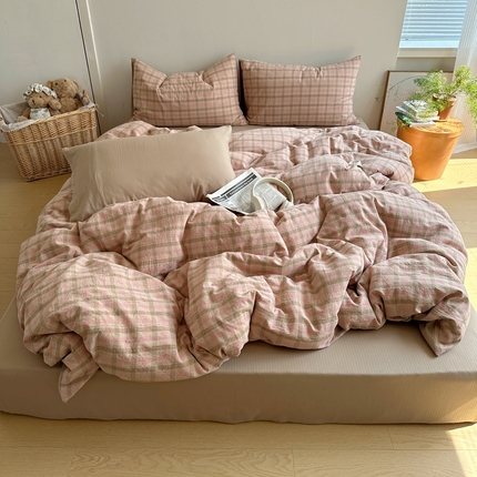 91家纺网 家纺一手货源 找家纺 （总）蜜宿 2025新款全棉纯棉色织提花四件套-美拉德系列