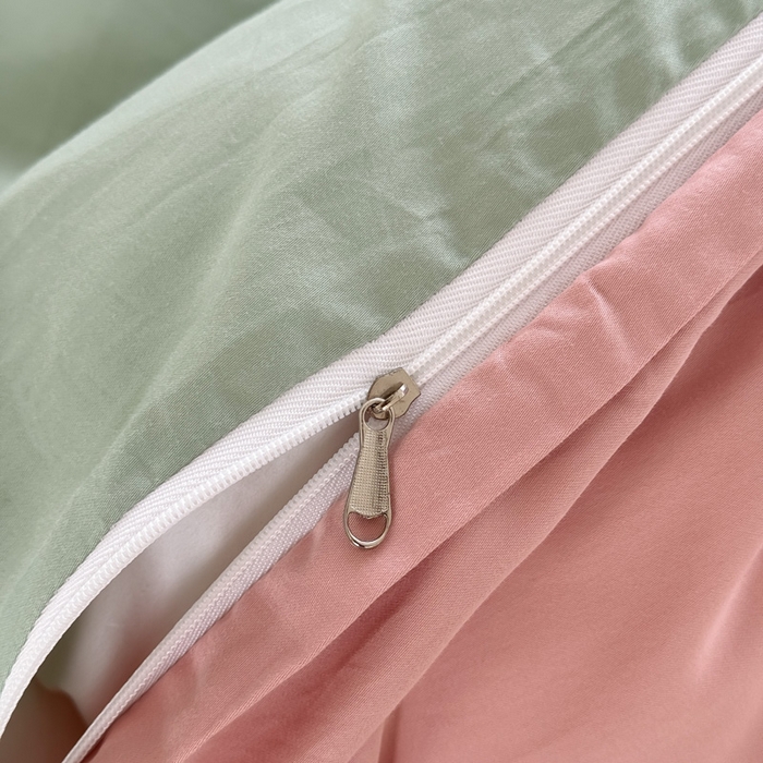 91家纺网 家纺一手货源 找家纺 艾迪尚家纺 2025新款A类纯色双拼长绒棉纯棉刺绣系列单品被套 被套单件（有单品 可定制） 淡绿粉韵