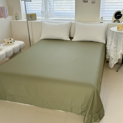 艾迪尚家纺 2025新款A类纯色双拼长绒棉纯棉刺绣系列单品床单 床单单件（有单品 可定制） 轻奢翠盏