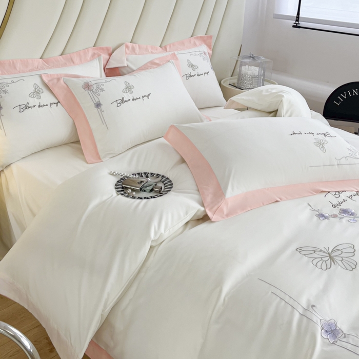 91家纺网 家纺一手货源 找家纺 恋之语 2025新款水洗棉刺绣四件套-锦绣花 锦绣花-浅玉