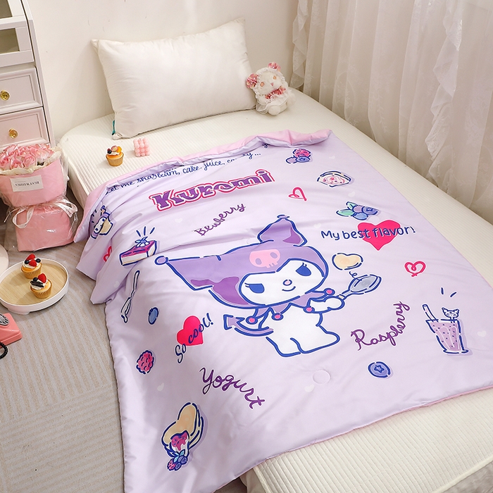 91家纺网 家纺一手货源 找家纺 2025新款三丽鸥正版授权库洛米儿童大版夏被夏凉被凉感天丝空调被夏凉被幼儿园午睡凉席夏被三件套 库洛米-甜甜