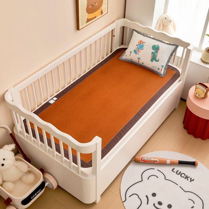 91家纺网 家纺一手货源 找家纺 梵赫 2025新款冰丝古藤双面卡通儿童凉席凉席-热带恐龙