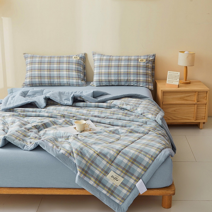 91家纺网 家纺一手货源 找家纺 恋人优选 2025新款纯棉色织水洗夏被 莫妮兰