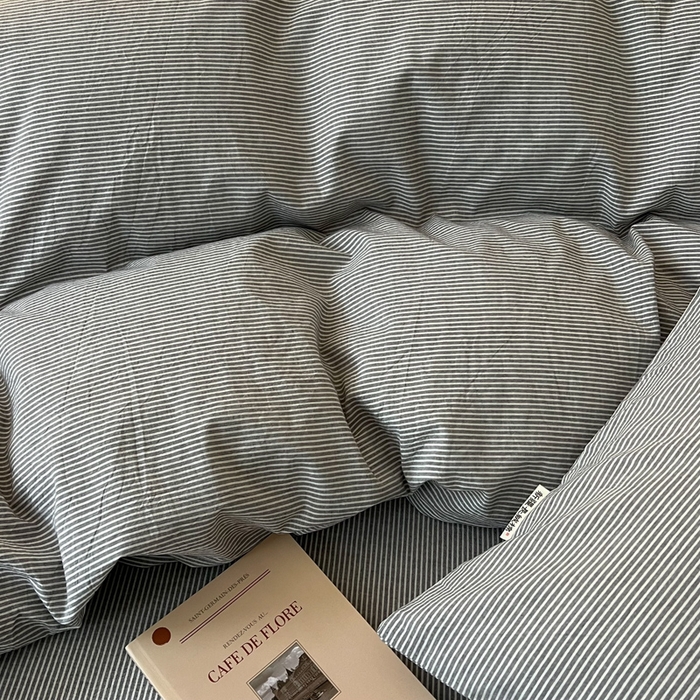 91家纺网 家纺一手货源 找家纺 恋之语家纺 2025新款全棉纯棉色织枕套单品单枕套枕套单件 条纹灰