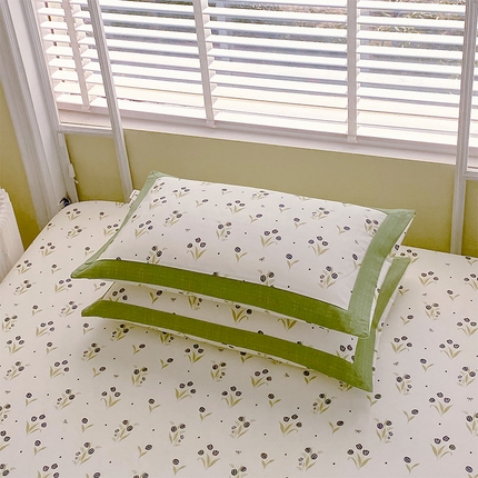 91家纺网 家纺一手货源 找家纺 （总）春皖家纺 2025新款A类全棉简约老粗纱布四件套风格一-工艺款单枕套