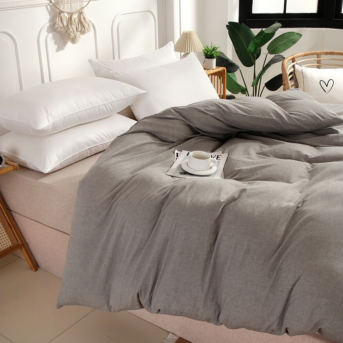 91家纺网 家纺一手货源 找家纺 恋之语 2025新款全棉纯棉色织被套单品单被套被套单件 冰山灰