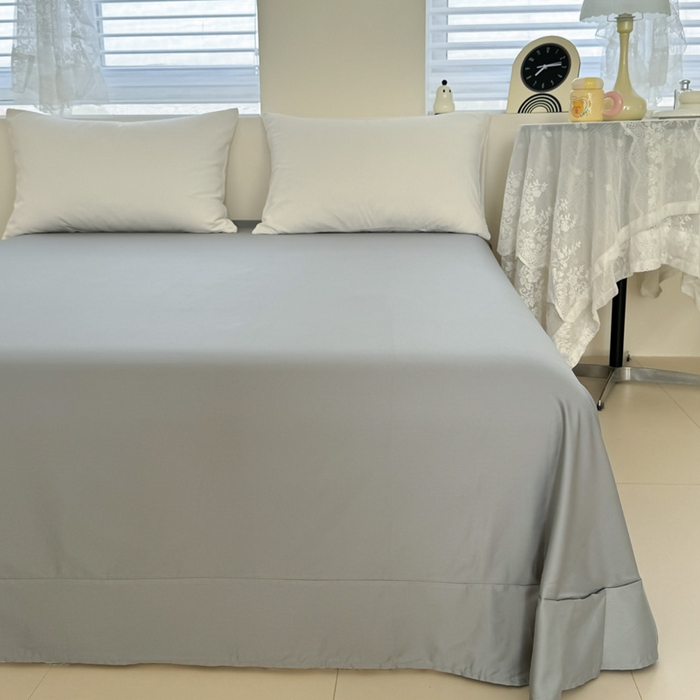 91家纺网 家纺一手货源 找家纺 艾迪尚家纺 2025新款A类纯色双拼长绒棉纯棉刺绣系列单品床单 床单单件（有单品 可定制） 粉灰谧语