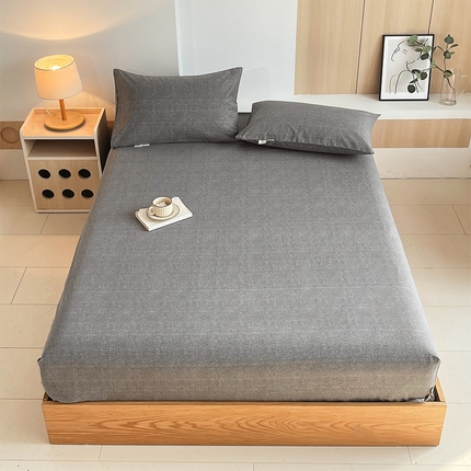 91家纺网 家纺一手货源 找家纺 （总）春皖家纺 2025新款A类全棉简约老粗纱布四件套风格一-普通款单床笠