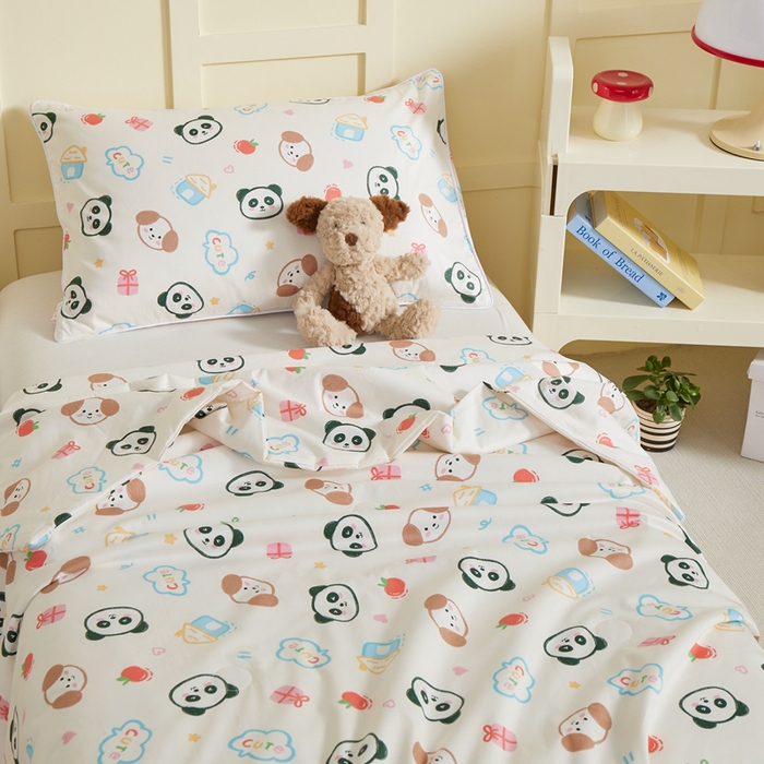 91家纺网 家纺一手货源 找家纺 ds生活馆 2025新款儿童学生纯棉精梳棉系列单夏被 小狗熊猫