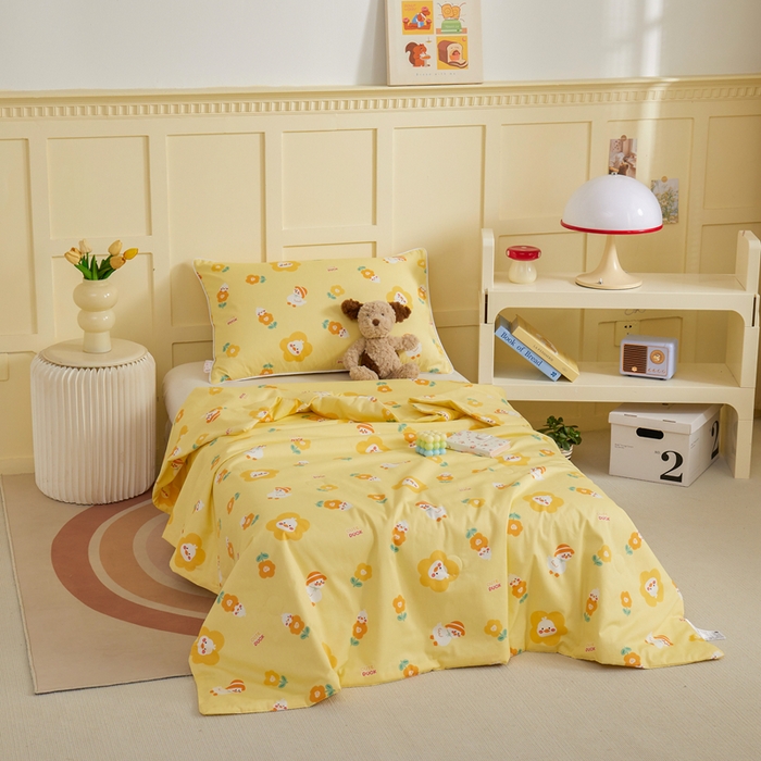 91家纺网 家纺一手货源 找家纺 ds生活馆 2025新款儿童学生纯棉精梳棉系列单夏被 花朵小鸭