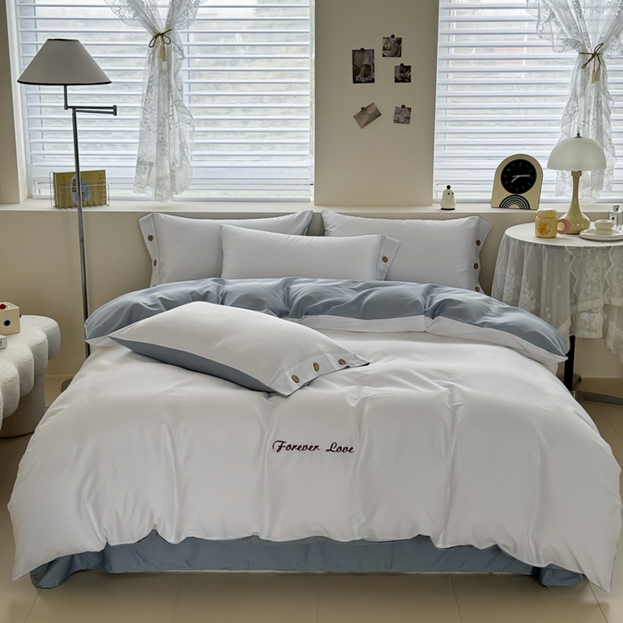 91家纺网 家纺一手货源 找家纺 艾迪尚家纺 2025新款A类纯色双拼长绒棉纯棉刺绣系列单品被套 被套单件（有单品 可定制） 白蓝序曲