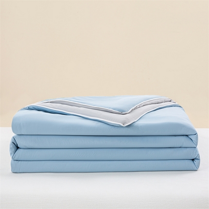 91家纺网 家纺一手货源 找家纺 米乐被业 2025新款凉感丝双拼夏被夏凉被空调被 海盐蓝