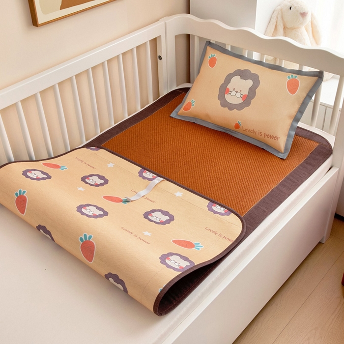 91家纺网 家纺一手货源 找家纺 梵赫 2025新款冰丝古藤双面卡通儿童凉席凉席-萌宠小狮子