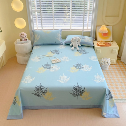 91家纺网 家纺一手货源 找家纺 （总）春皖家纺 2025新款A类全棉简约老粗纱布四件套风格一-工艺款单床单