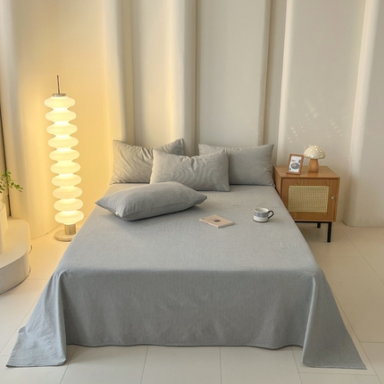 恋之语家纺 2025新款全棉纯棉色织床单单品单床单床单单件 条纹灰