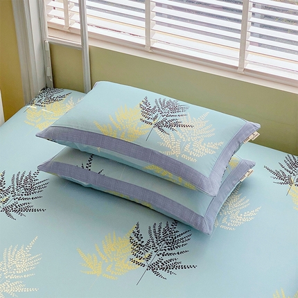 91家纺网 家纺一手货源 找家纺 （总）春皖家纺 2025新款A类全棉简约老粗纱布四件套风格一-工艺款单枕套