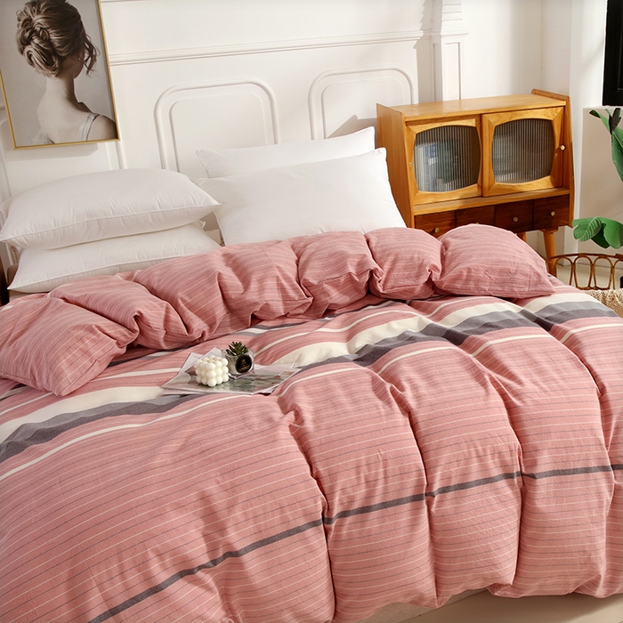 91家纺网 家纺一手货源 找家纺 恋之语 2025新款全棉纯棉色织被套单品单被套被套单件 丽人粉