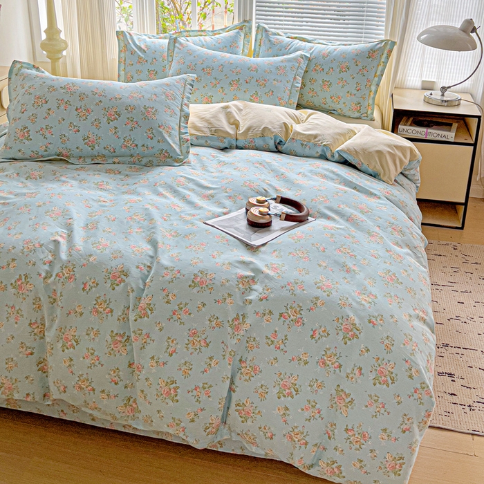 91家纺网 家纺一手货源 找家纺 暖芯优选 2025新款全棉纯棉一字绣四件套系列 素雅花香