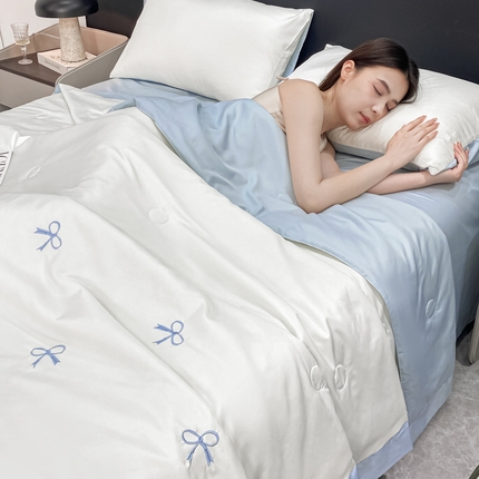 91家纺网 家纺一手货源 找家纺 （总）牛牛家纺 2025新款水洗冰丝刺绣夏被四件套