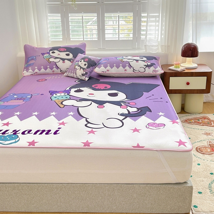 91家纺网 家纺一手货源 找家纺 ds生活馆 2025新款大版卡通牛奶丝凉席冰激凌库洛米