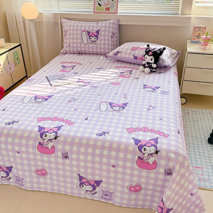 91家纺网 家纺一手货源 找家纺 呗旺鹿 2025新款正版三丽鸥全棉13372单品床单 格子库落米