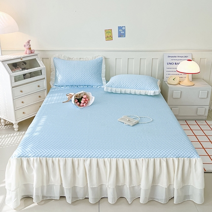 91家纺网 家纺一手货源 找家纺 （总）佰亿莱2025新款凉感豆豆床裙凉席三件套