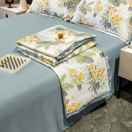 归属2025新款水洗真丝夏被四件套空调被夏凉被 北加尔绿