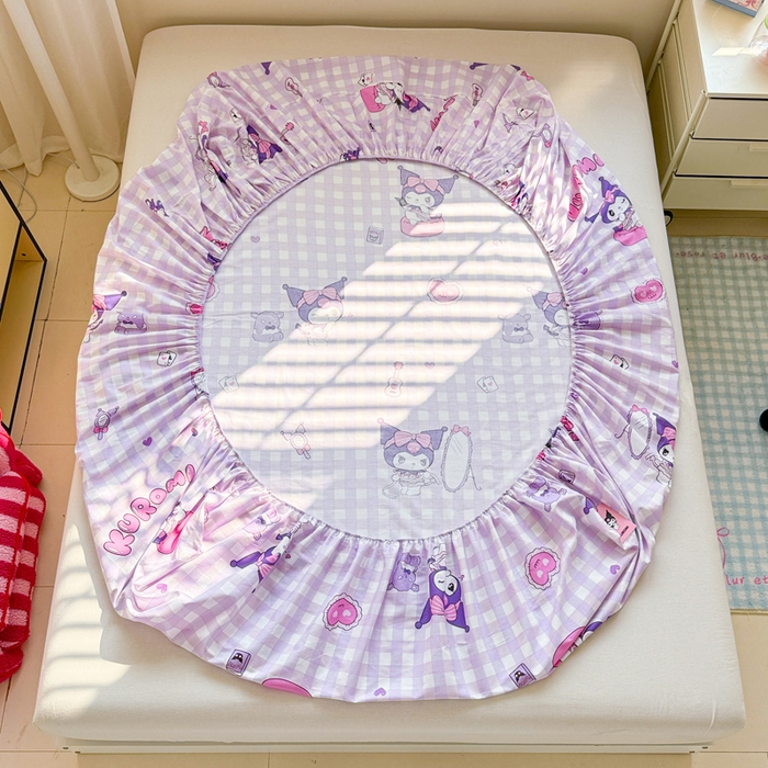 91家纺网 家纺一手货源 找家纺 呗旺鹿 2025新款正版三丽鸥全棉13372单品床笠 格子库落米