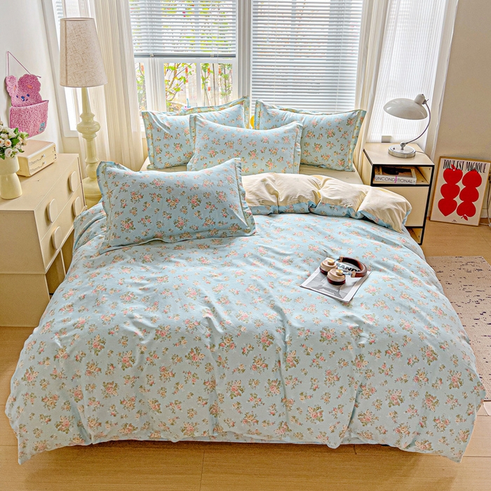 91家纺网 家纺一手货源 找家纺 暖芯优选 2025新款全棉纯棉一字绣四件套系列 素雅花香